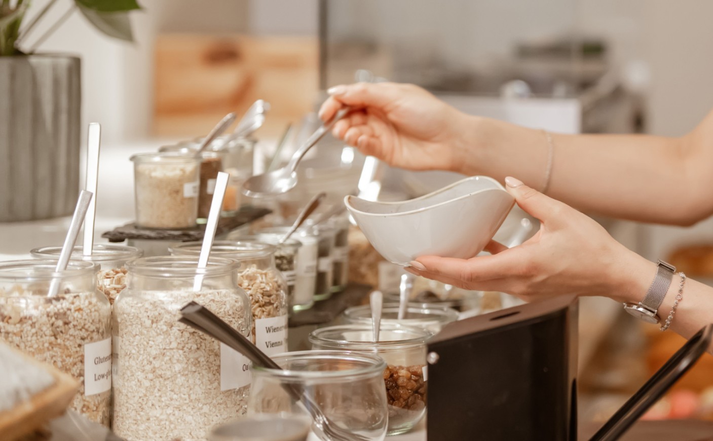M&uuml;sli, Cerealien und Toppings nach Wahl